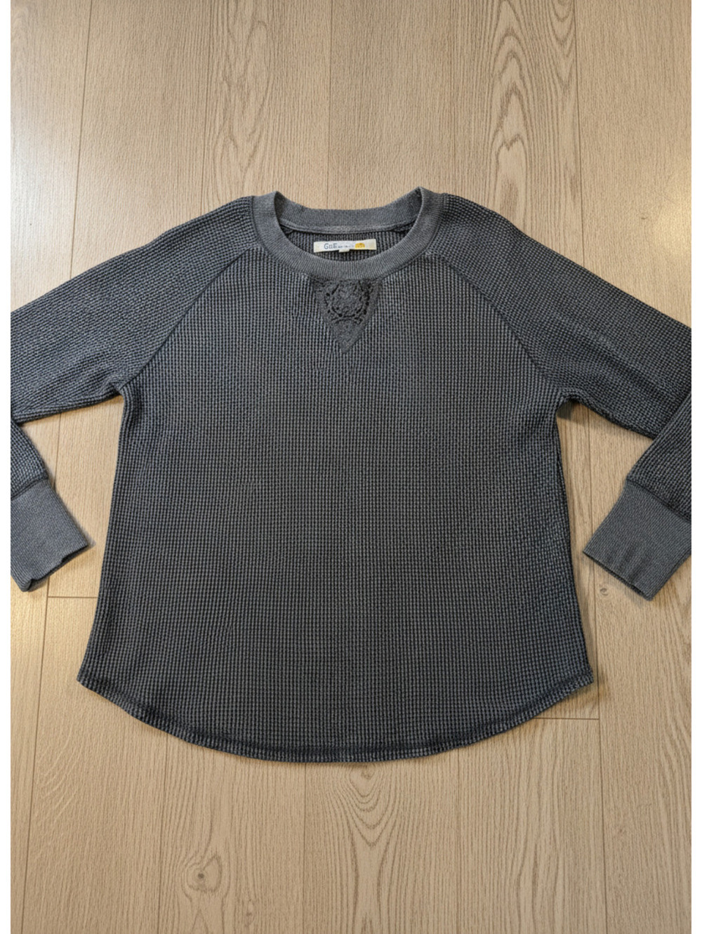 C&C California Women's Gray Waffle Knit Long Sleeve Shirt Size S